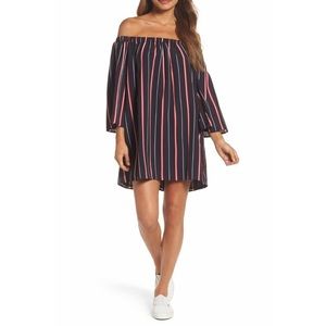 NWT French Connection Hasan Off The Shoulders Striped Shift Dress Sz XS